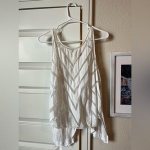 Free People White See Through Geo top, casual festival
